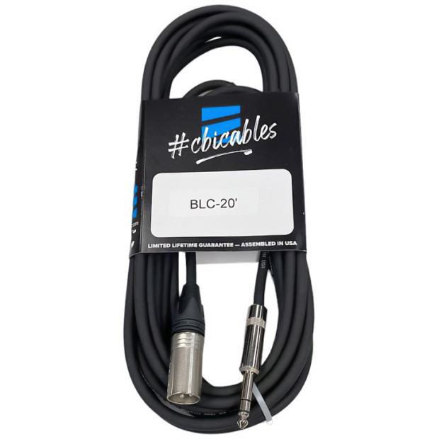 CBI BLC-20 22G Balanced 1/4-inch Male TRS to Male XLR Cable
