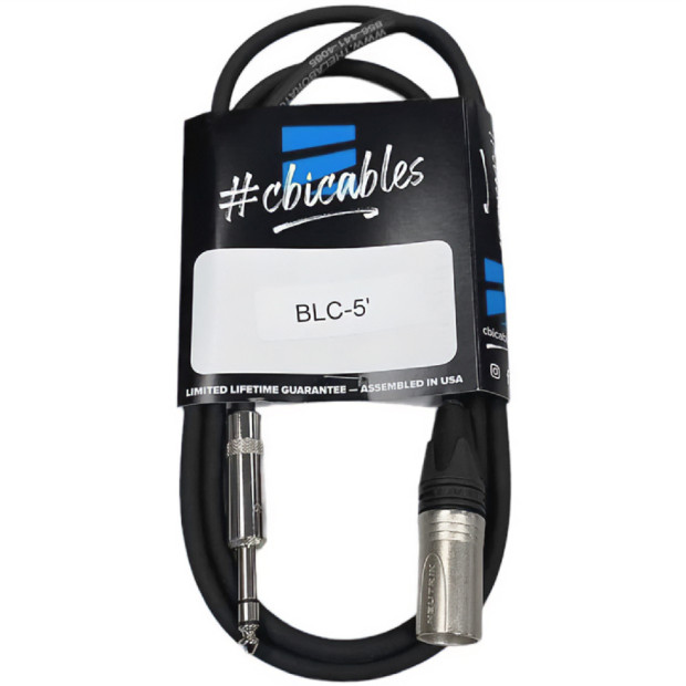 CBI BLC-5 22G Balanced 1/4-inch Male TRS to Male XLR Cable