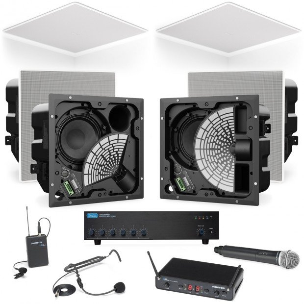 Conference Room Sound System with 6 Bose EdgeMax Premium In-Ceiling Loudspeakers with Wireless Microphone System