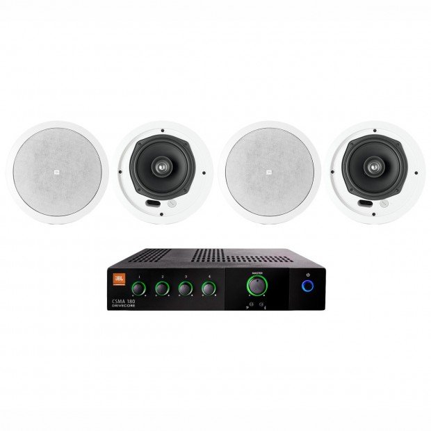Conference Room Sound System with 4 JBL Control 26CT In-Ceiling Loudspeakers and Mixer Amplifier