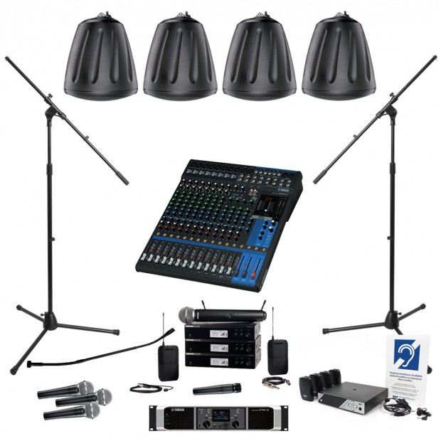 SoundTube Church Sound System with 4 RS600i Pendant Speakers and Yamaha MG16XU Mixer
