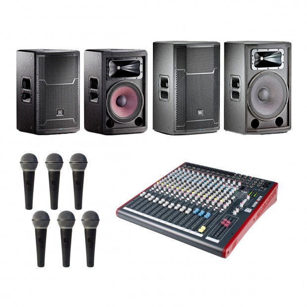 Church Sound System with JBL Pro PRX Powered Loudspeaker System Mixer and Microphones 
