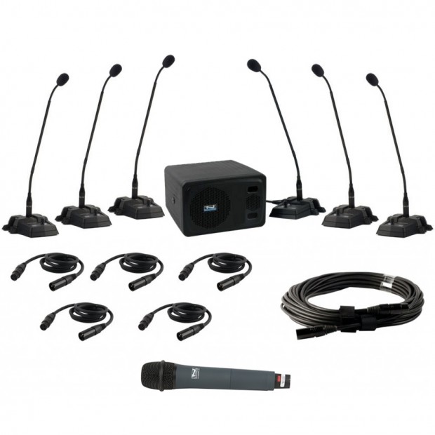 Anchor Audio CM-6W CouncilMAN Conference Microphone System 6 User Package with Wireless Microphone
