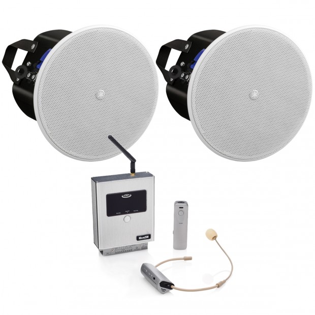 Classroom Sound System with 2 Yamaha VXC4 In-Ceiling Speakers and Micro20 Amplified 2.4G Digital Wireless Microphone System (Discontinued Components)