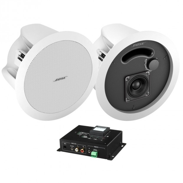 Wireless Bluetooth Hotel Room System with 2 In-Ceiling Speakers and Bluetooth Mixer Amplifier