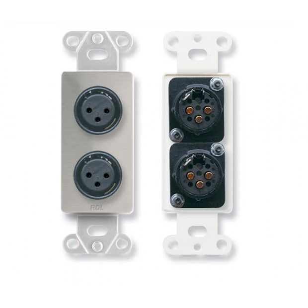 RDL DS-XLR2F Dual XLR 3-pin Female Jacks on Decora Wall Plate