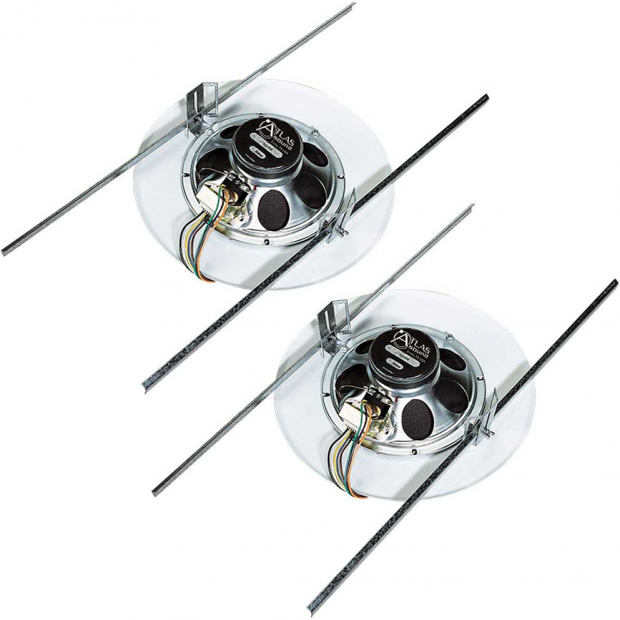 Atlas Sound EZHD72W 8" In-Ceiling Loudspeaker with Support Rails and 161-4 Baffle - Pair