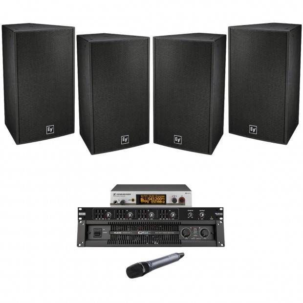 Gymnasium Sound System with 4 Electro-Voice EVF Loudspeakers and QSC Power Amplifier