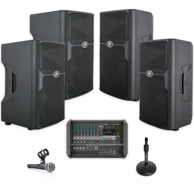 Gymnasium Sound System with 4 Peavey PVX 15 Loudspeakers and Yamaha EMX7 Powered Mixer