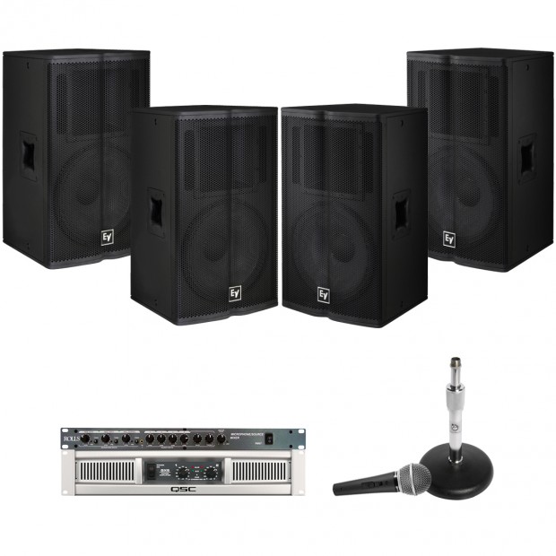 Gymnasium Sound System with 4 Electro-Voice TX1152 Loudspeakers and QSC GX Series Power Amplifier