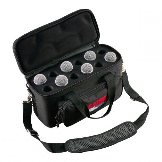 Gator GM-12B Padded Bag for Up to 12 Mics with Exterior Pockets for Cables