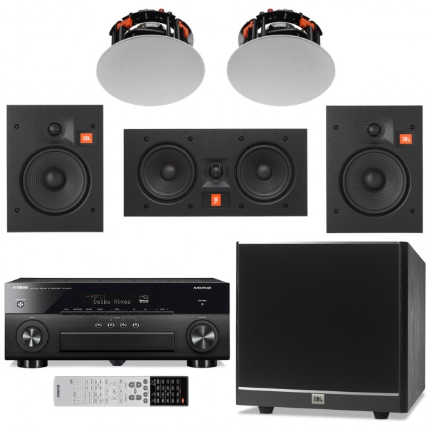 Home Audio 5.1 Surround Sound System with JBL Arena In-Wall Speakers and Yamaha RX-A870 Bluetooth Receiver (Discontinued Components)