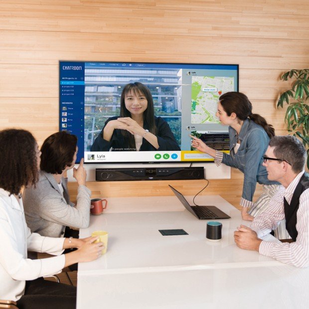 Educational Collaboration System with Yamaha CS-700 System SONY 65" BRAVIA Display and Middle Atlantic HUB Meeting Table (Discontinued)