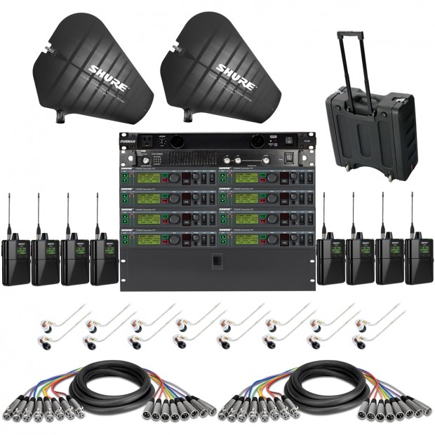Wireless In-Ear Monitor System with 8 Shure PSM 900 Personal Monitoring Systems