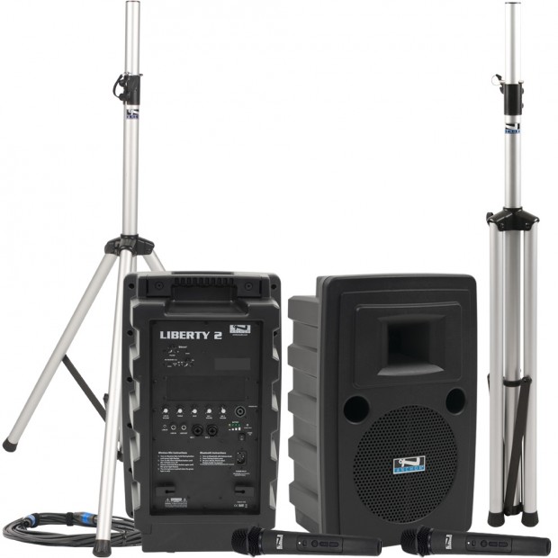 Anchor Audio LIB-DP2 Liberty 2 Deluxe Package Portable Sound System with Built-in Bluetooth, 2 Speakers and 2 Wireless Microphones