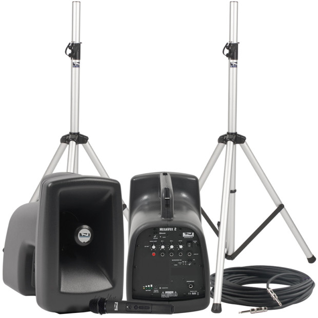 Anchor Audio MegaVox COMP 1 Deluxe Package Portable Sound System with Built-in Bluetooth, 2 Speakers and 1 Wireless Microphone