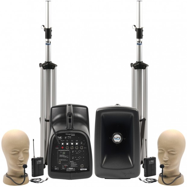 Anchor Audio MEGA-DPDUAL-AIR Deluxe AIR Package Dual with Wireless Speakers and 2 Wireless Collar Microphones (Discontinued)