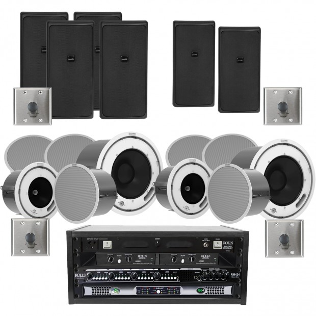Multi-Zone Commercial Background and Foreground Music Sound System up to 10,000 SF - Up to 4 Zones (Discontinued Components)