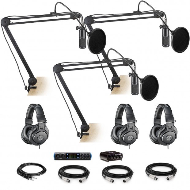 Three Person Podcast Studio Equipment Package with 3 Audio