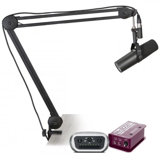 Podcast Equipment Kit with Shure SM7B Microphone, MVi Audio Interface and Microphone Signal Booster (Discontinued Components)