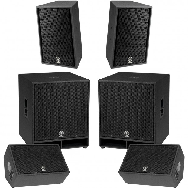 Live Performance Professional Loudspeaker Package with 2 Yamaha Loudspeakers, 2 Stage Monitors and 2 Subwoofers (Discontinued Components)