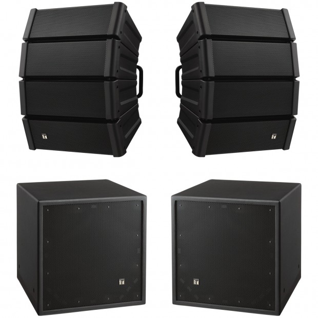Professional Loudspeaker Package with 2 TOA HX-5 Loudspeakers and 2 FB-120 Subwoofers (Crowds up to 500)