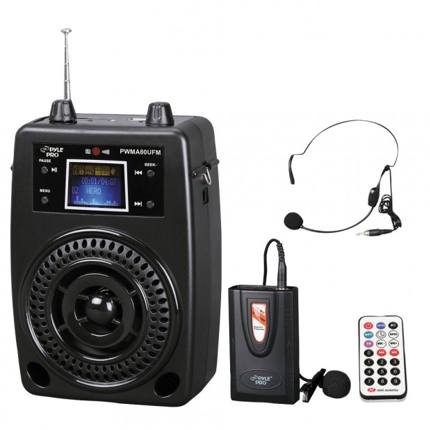 Pyle Audio PWMA80UFM Portable PA System with Wireless Lavalier Microphone (Discontinued)