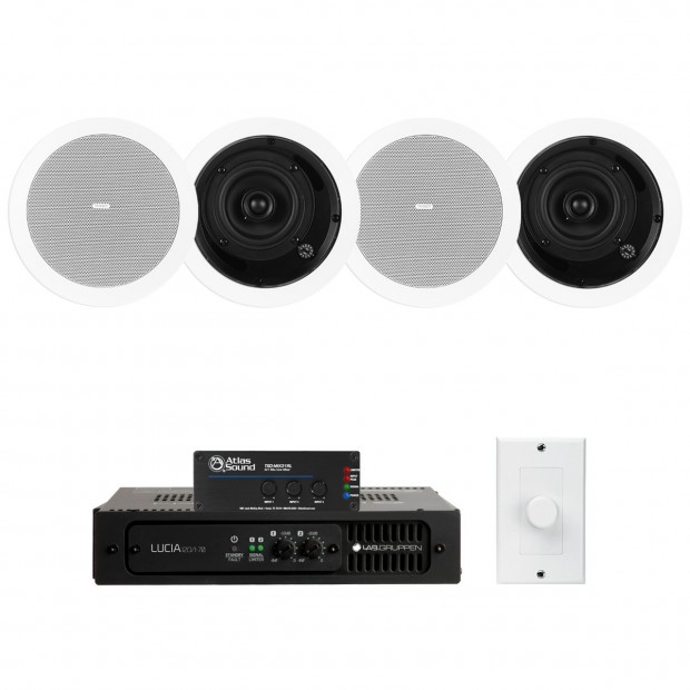 Restaurant Sound System with 4 Tannoy CVS In-Ceiling Speakers Lab Gruppen LUCIA Amplifier and Atlas Sound Mixer( Discontinued)