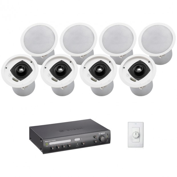 Restaurant Sound System with 8 Electro-Voice EVID C4.2 In-Ceiling Loudspeakers and Bosch PLENA Mixer Amplifier