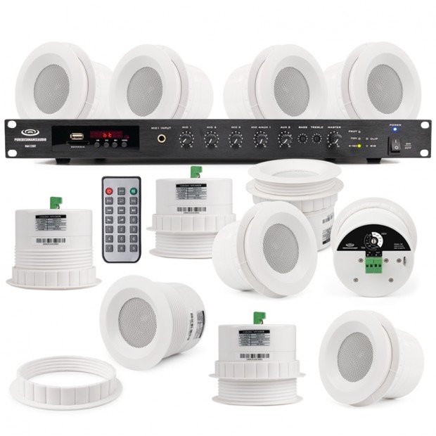 Pure Resonance Audio RTSS-8C3MA60BT Small Retail Store System, 8 C3 C