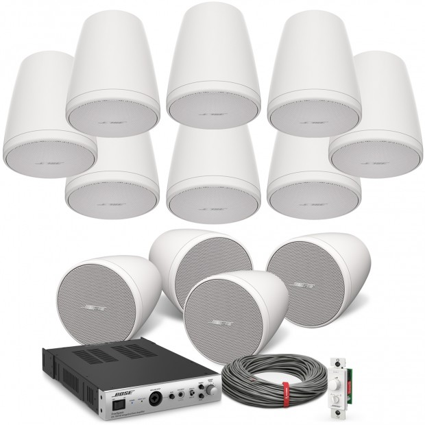 Bose Retail Store Sound System with 12 Pendant Mount FreeSpace FS2P Speakers and FreeSpace IZA-190-HZ Zone Amplifier