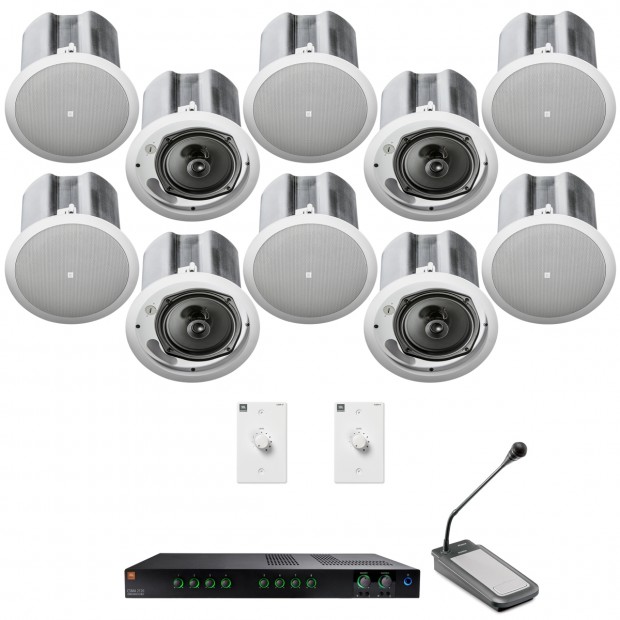 Retail Store Sound System with 28 JBL Control 16C/T In-Ceiling Loudspeakers and Mixer Amplifier