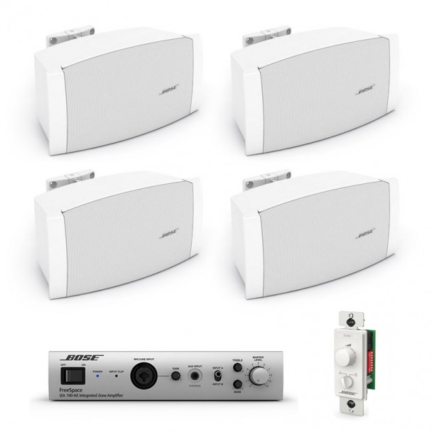 Bose Restaurant Sound System with 4 FreeSpace DS 16S Wall Mount Speakers and FreeSpace IZA 190-HZ Zone Amplifier (Discontinued)