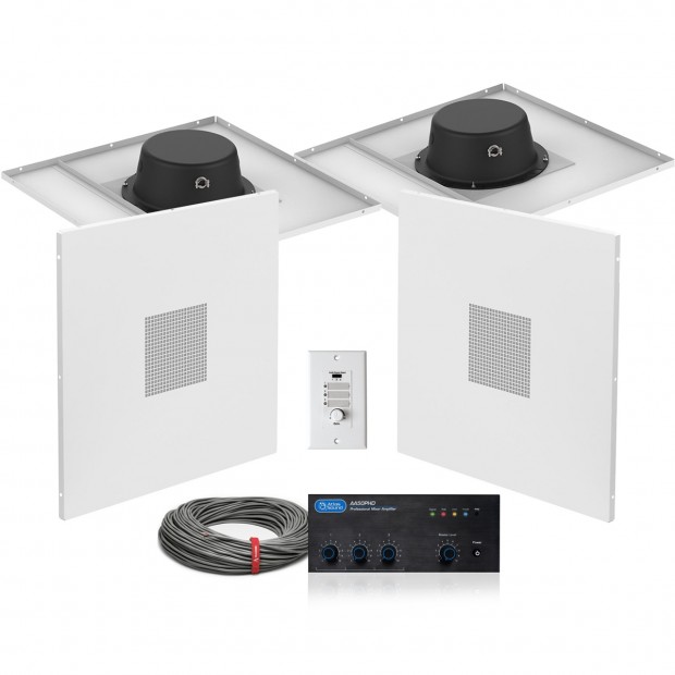Retail Store Sound System with 4 Atlas Sound Drop Tile Loudspeakers and Mixer Amplifier