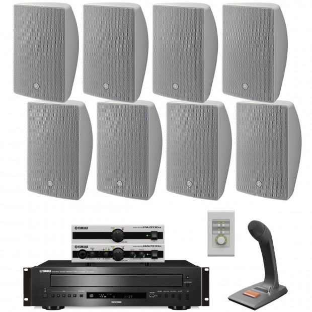 Yamaha Retail Store Sound System with 8 VXS5 Wall Mount Speakers MA2030a Mixer Amplifier PA2030a Power Amplifier and CD-C600 CD Player