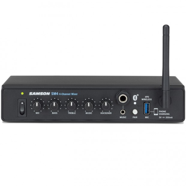 Samson SM4 4-Channel Bluetooth Mixer with Voiceover Control and Priority Ducking (Discontinued)