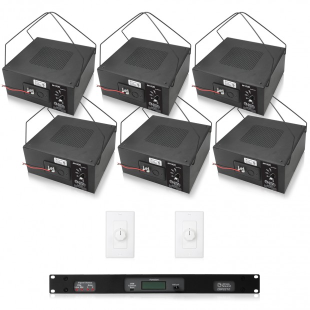 Office Sound Masking System with 12 Atlas Sound M1000 Speakers DSP2210 Processor and Amplifier (Discontinued Components)