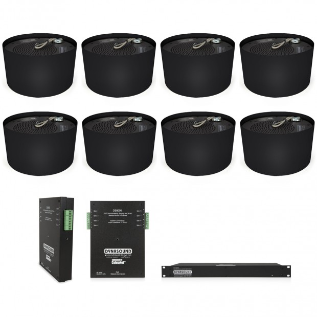 Office Sound Masking System with 16 Dynasound DS1356 Speakers, DS3002 Sound Masking Processor and 2 DS8000 Networked Speaker Controllers (Discontinued Components)