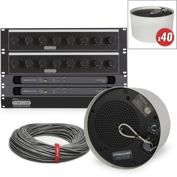 Sound Masking System with Dynasound Pendant Mount Speakers and Multi-Zone Generator for up to 10000SF (Discontinued)