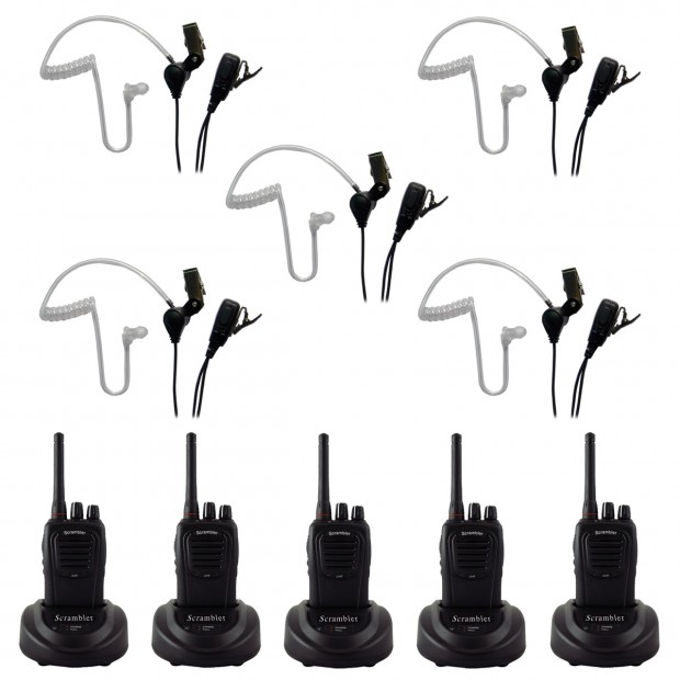 Eartec Scrambler 5-User SC-1000 2-Way Radio System with SST Lapel PTT Headsets