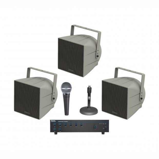Stadium Sound System with 3 Community All-Weather Loudspeakers and Atlas Sound Mixer Amplifier