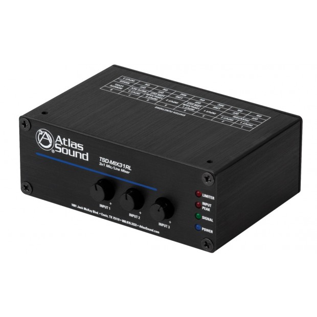 Atlas Sound TSD-MIX31RL 3x1 Mic/Line Mixer