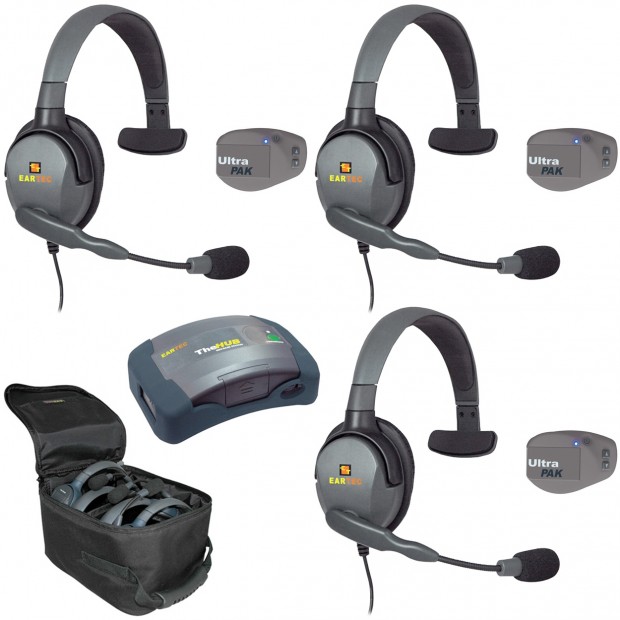 Eartec UPMX4GS3 UltraPAK 3-Person Intercom System with Max4G Single Headsets (Discontinued)