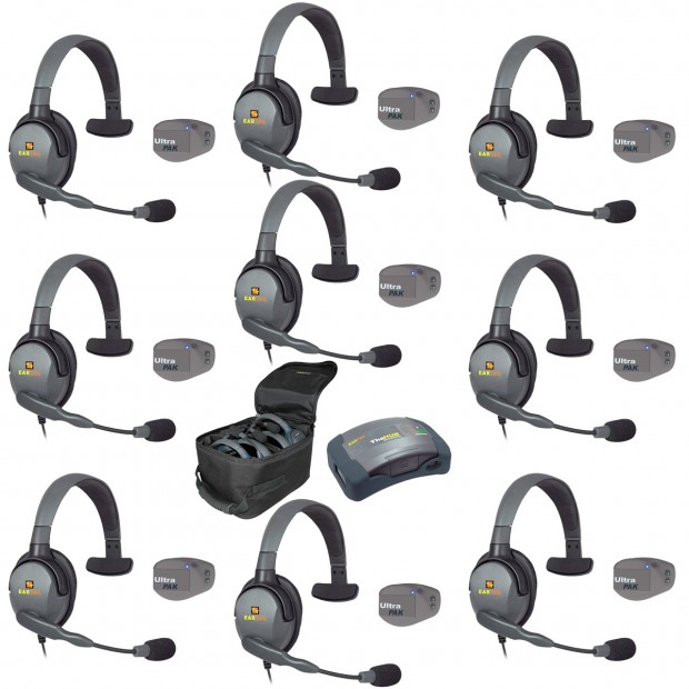 Eartec UPMX4GS9 UltraPAK 9-Person Intercom System with Max4G Single Headsets (Discontinued)