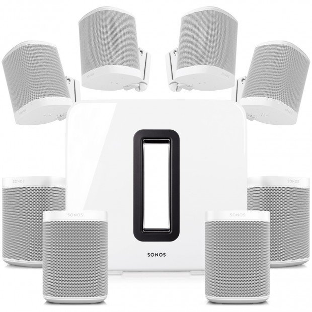 Wireless Office Speaker System with 8 Sonos ONE Compact Smart Speakers with WiFi Music Streaming and Wireless Sub (Discontinued Components)