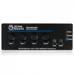 Atlas Sound TSD-MIX32RL 3x2 Stereo Line Mixer with Remote Level