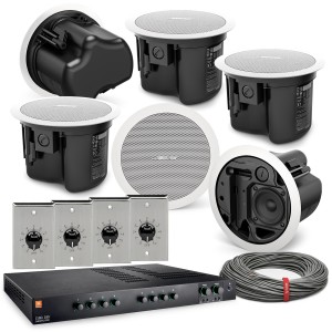 Dental Office Sound System with 6 Bose Professional FreeSpace FS2C Ceiling Speakers and JBL CSMA 280 Energy Efficient Mixer Amplifier