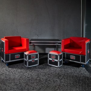 Gator G-TOURLOUNGE G-Tour Road Case Furniture Set with 2 Chairs, 2 Ottomans and Table
