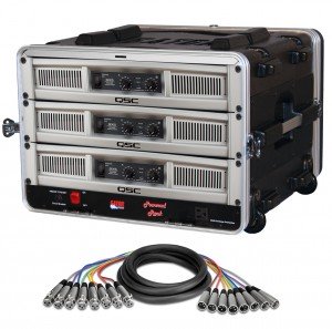 QSC Power Amplifier Rack Package with 3 GX5 and Gator Rolling Rack