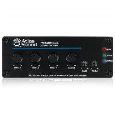 Atlas Sound TSD-MIX32RL 3x2 Stereo Line Mixer with Remote Level